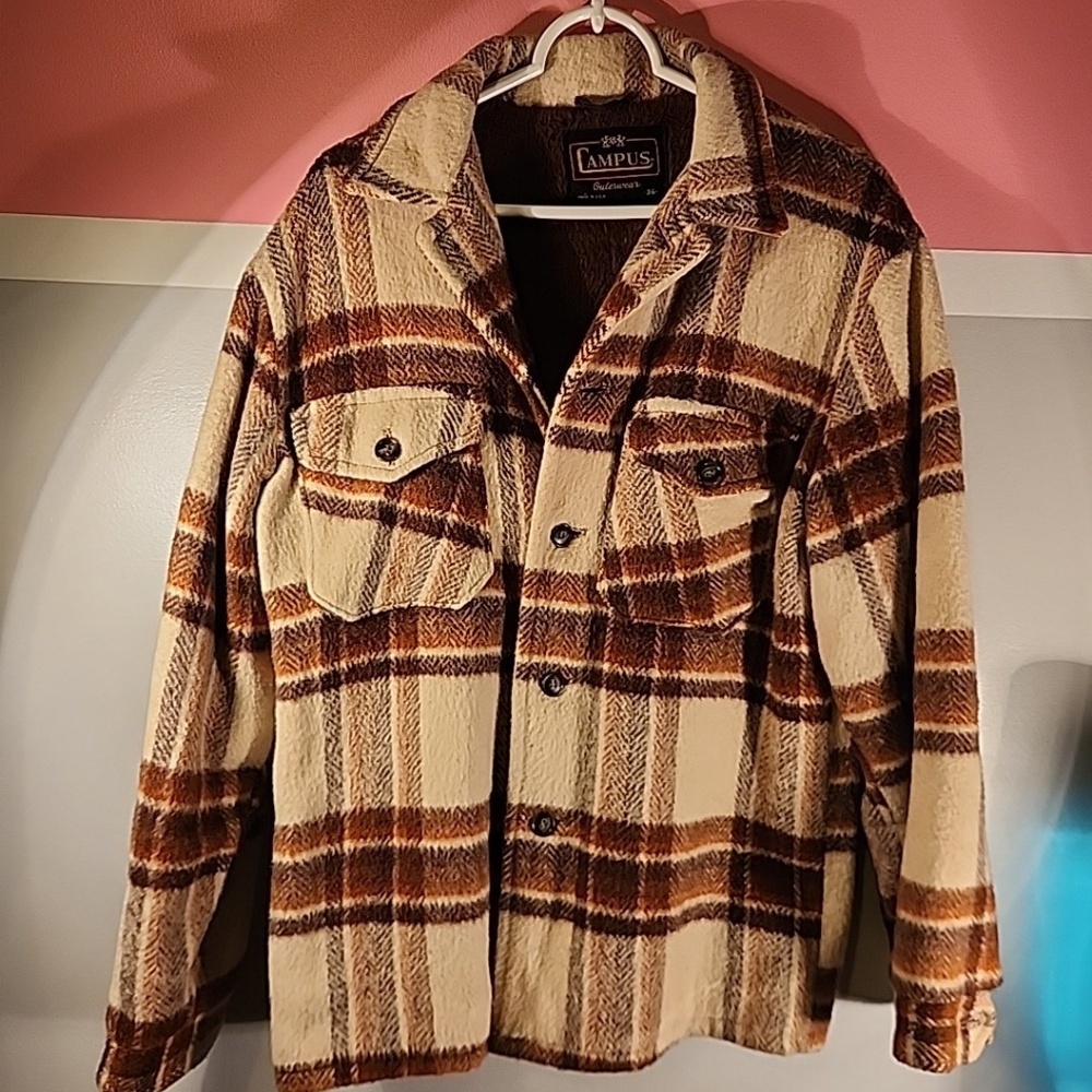 70s Wool work jacket sherpa lined flannel very heavyweight